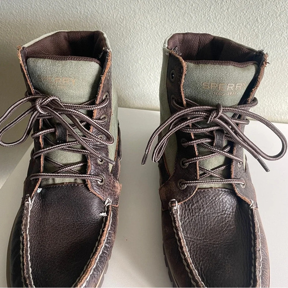 Sperry Top Sider Carson Brown Leather and Canvas Boots - Picture 3 of 10